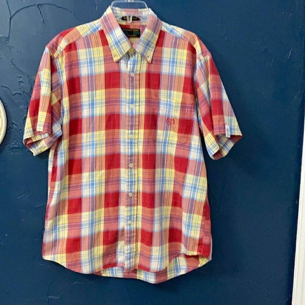 🎁Alexander Julian Colours style Thomaston Twill Plaid Shirt Size L